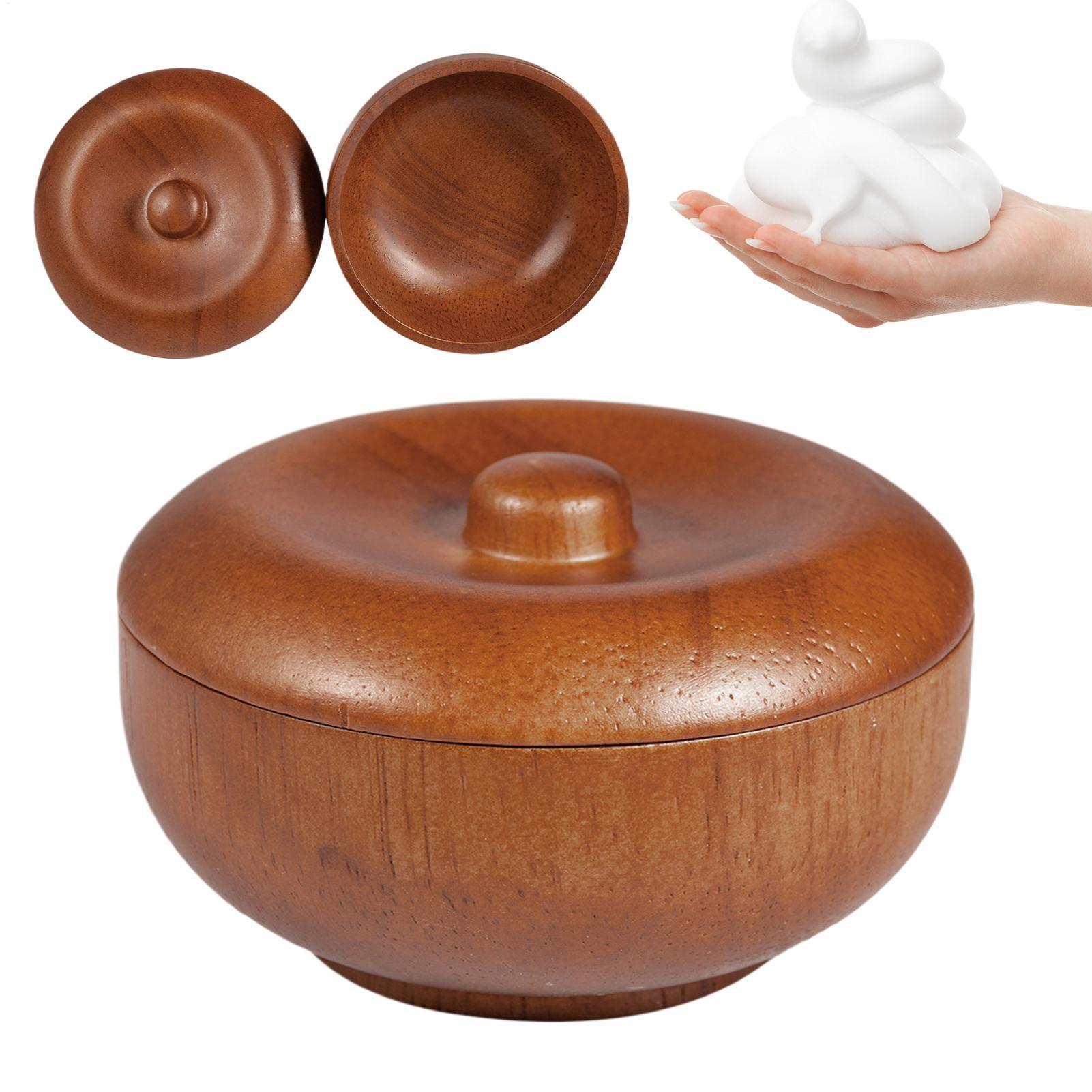 Men'S Grooming Accessories Kit - Wooden Shaving Bowl with Lid Lather