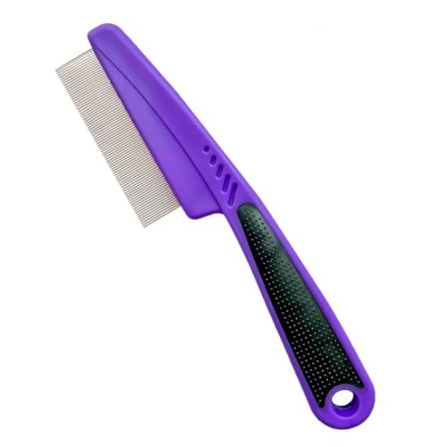 Comb Fine Tooth - Flea Comb with Rubber Handle, Flea