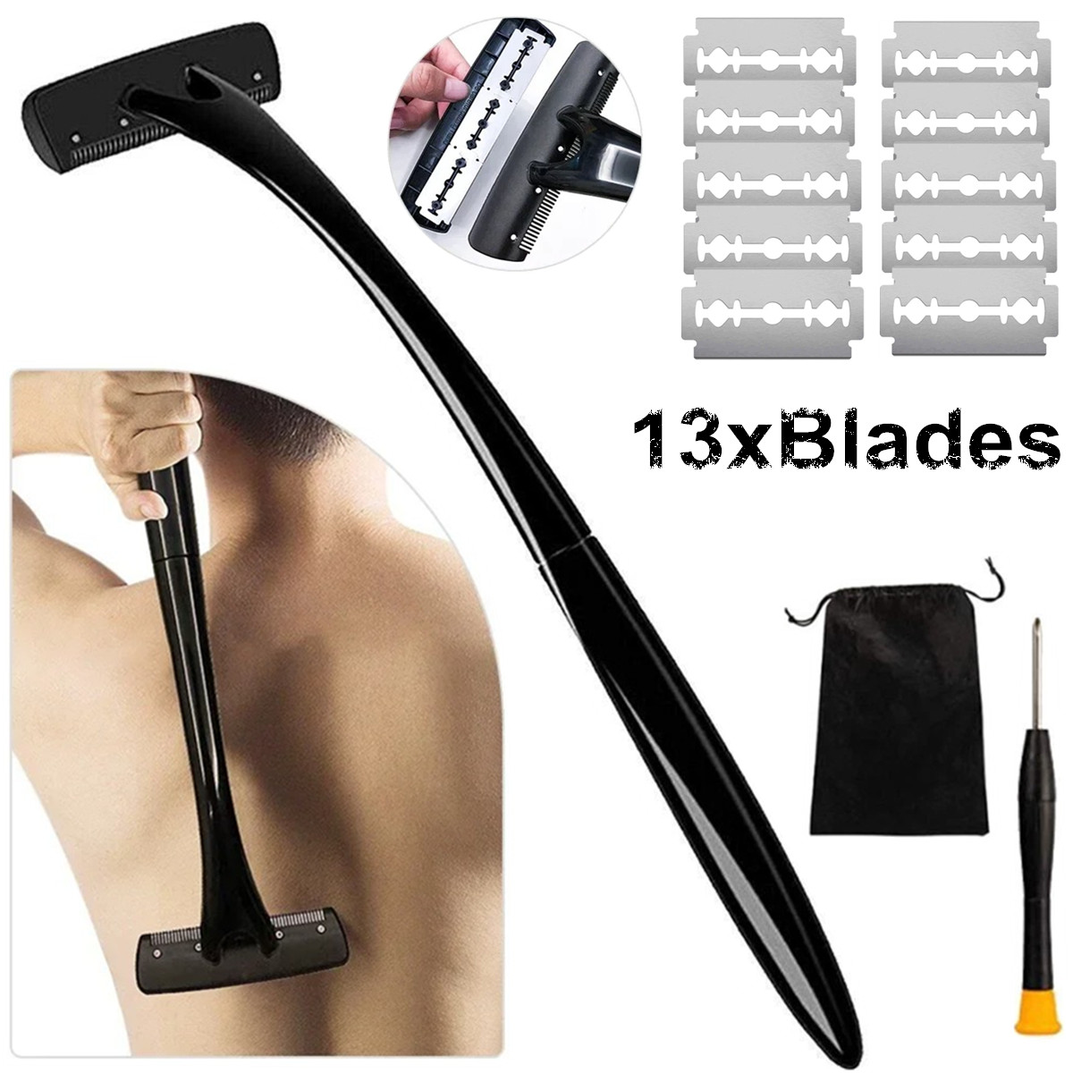 Men'S Grooming Tool - Long Handle Back Shaver for Men,