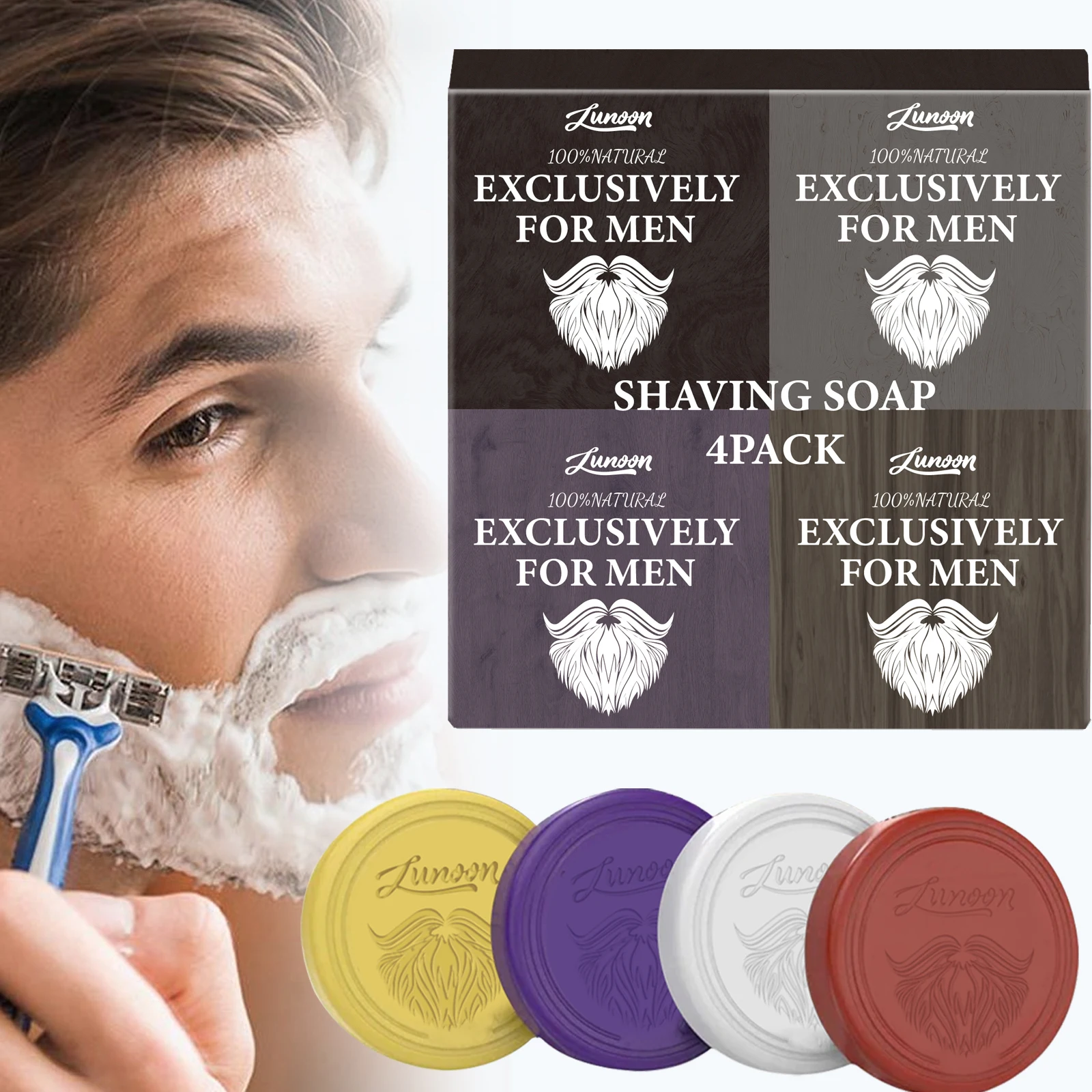 4/1pcs Mens Beard Shaving Soap - Men'S Beard Grooming ulasan dan harga