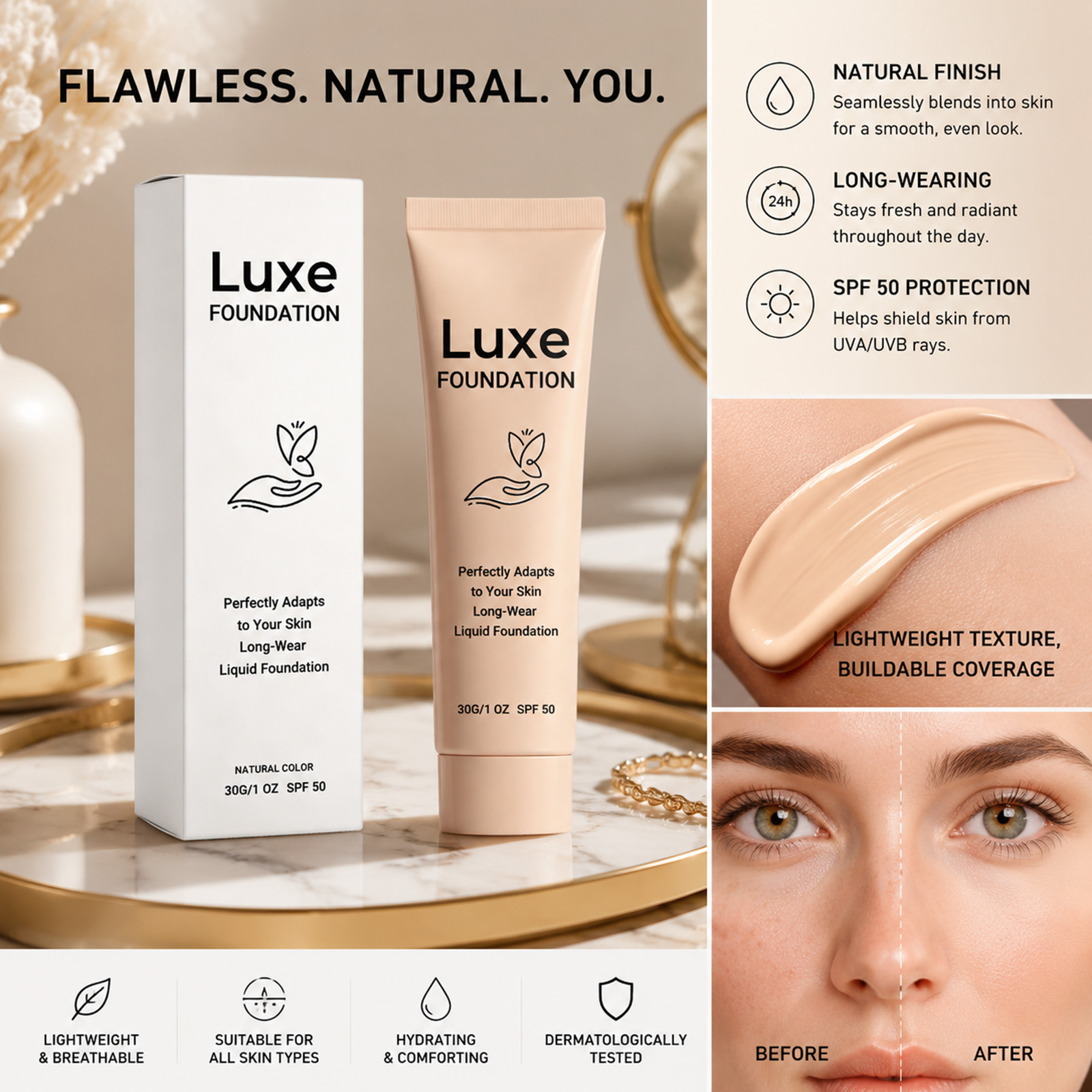 SPF 50+ Color Changing Foundat - Face Moisturizer Spf ulasan dan harga