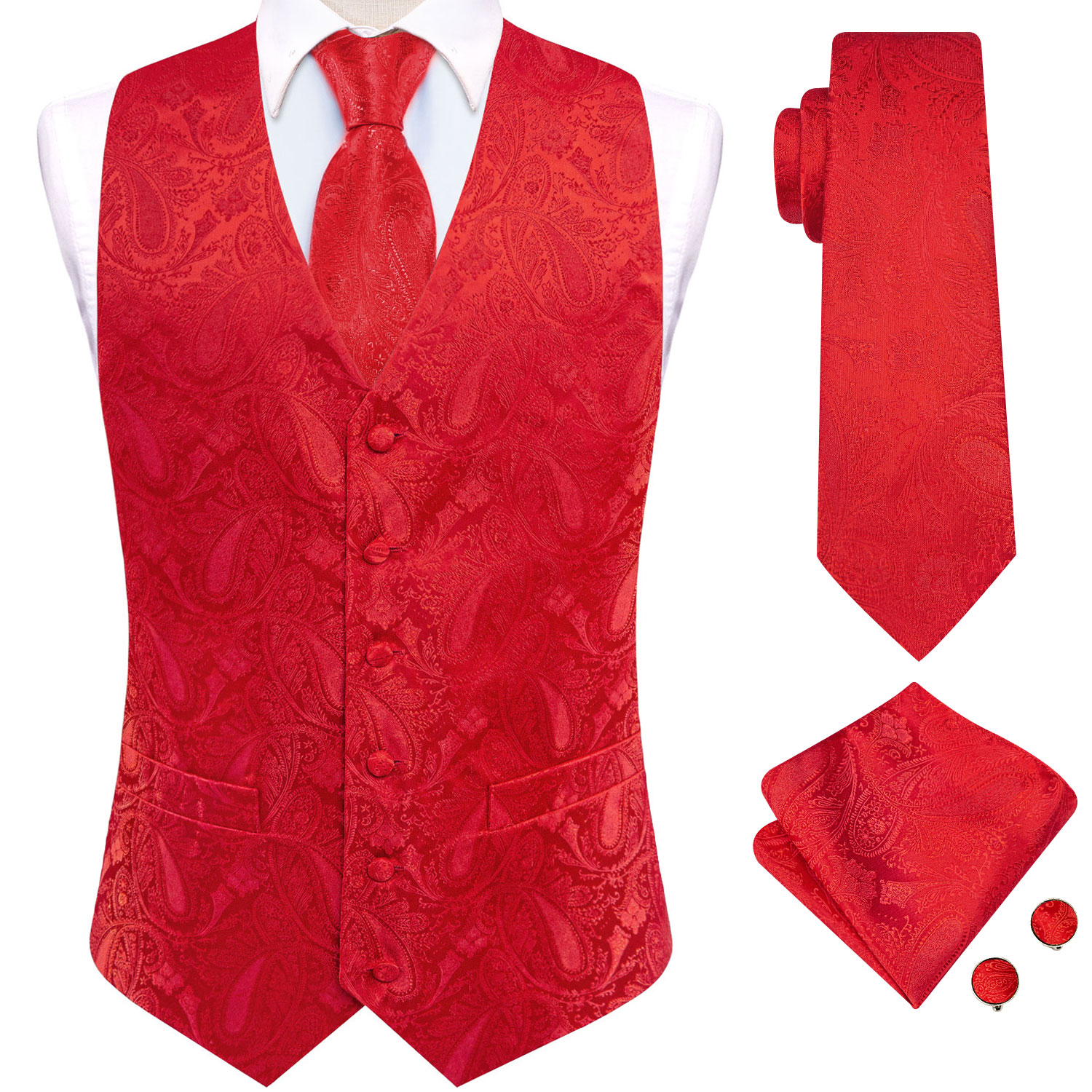 Bright Red Paisley Jacquard Wa - Men'S Grooming Accessories Kit ulasan dan harga