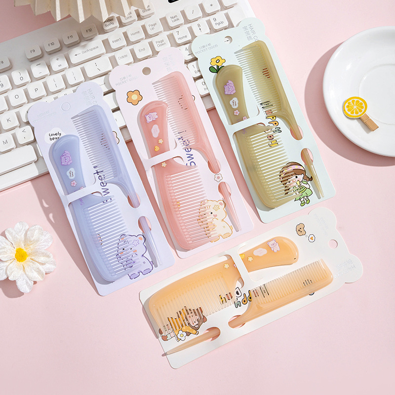 2pcs Cute Cartoon Comb Two-pie - Comb Fine Tooth ulasan dan harga