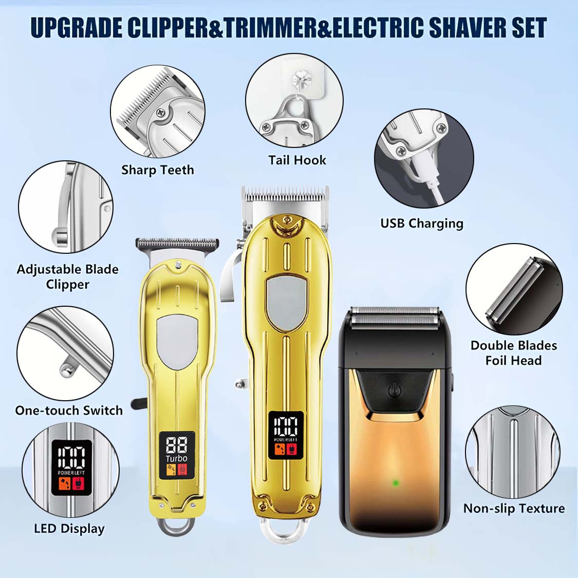 Professional 3-in-1 Hair Clipp - Mens Grooming Kit Gift Set ulasan dan harga